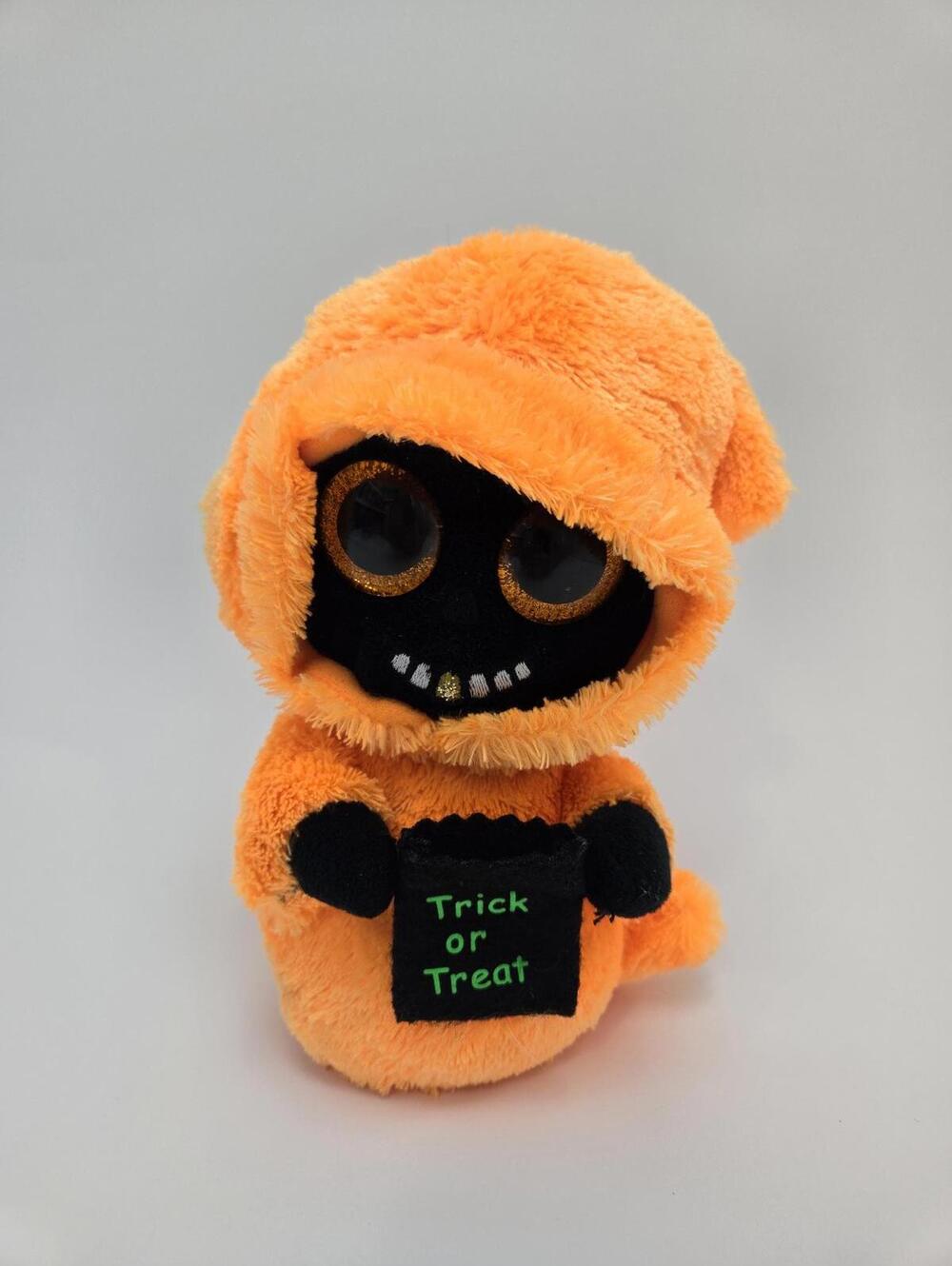 Ty Beanie Boo “Grinner” the Orange and Black Ghoul Trick or Treat Bag (6 inch)